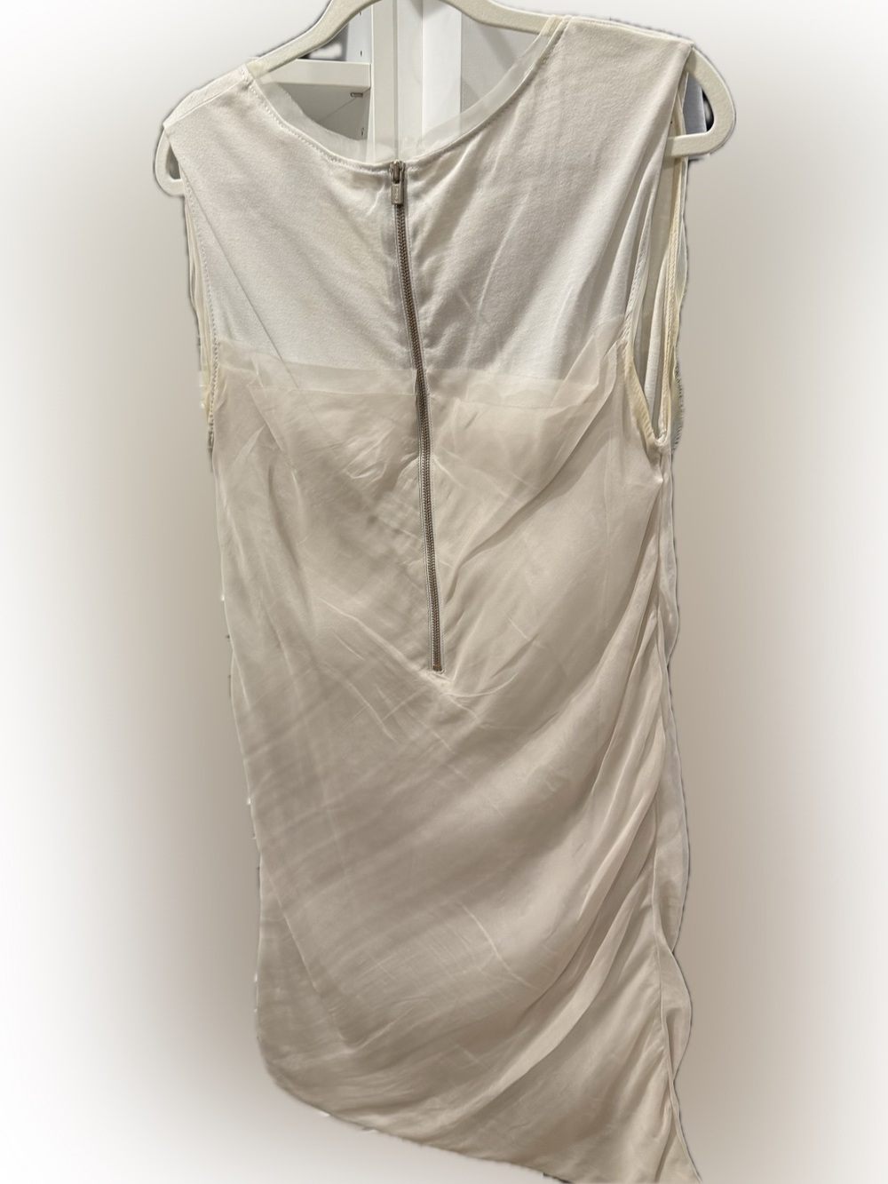 Chloe Cream Sleeveless Draped Silk Dress